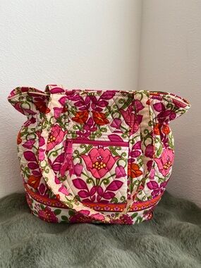 Vera Bradley Quilted Floral Tote in Pink and Orange
